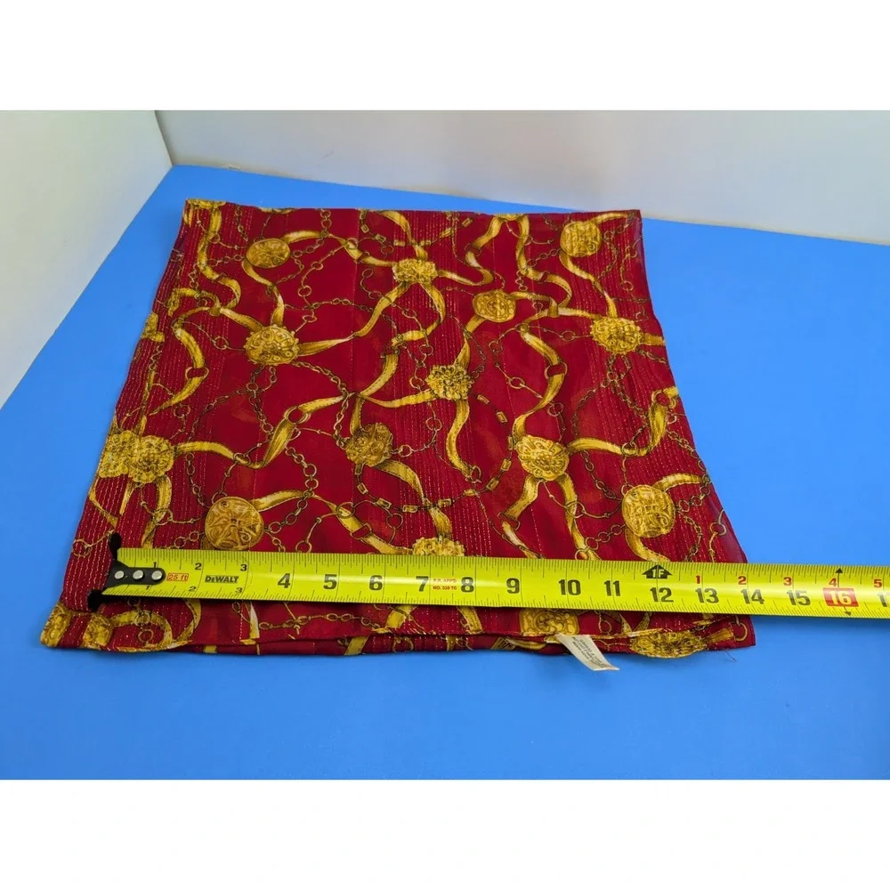 Vintage Red Gold Chain Link Pattern Scarf Made in Italy 14x60